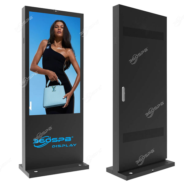 Outdoor Floor Standing Digital Signage OFSB 2000nits LCD Screen, Android 11 OS, Air Cooling System, IP65 Waterproof | 360SPB®