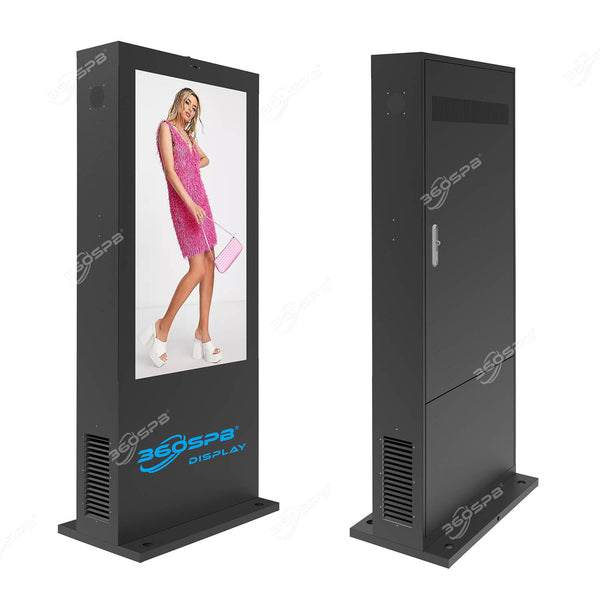 Outdoor Floor Standing Digital Signage OFSC 2000nits LCD Screen, Android 11 OS, Air Conditioning Cooling System, IP65 | 360SPB®